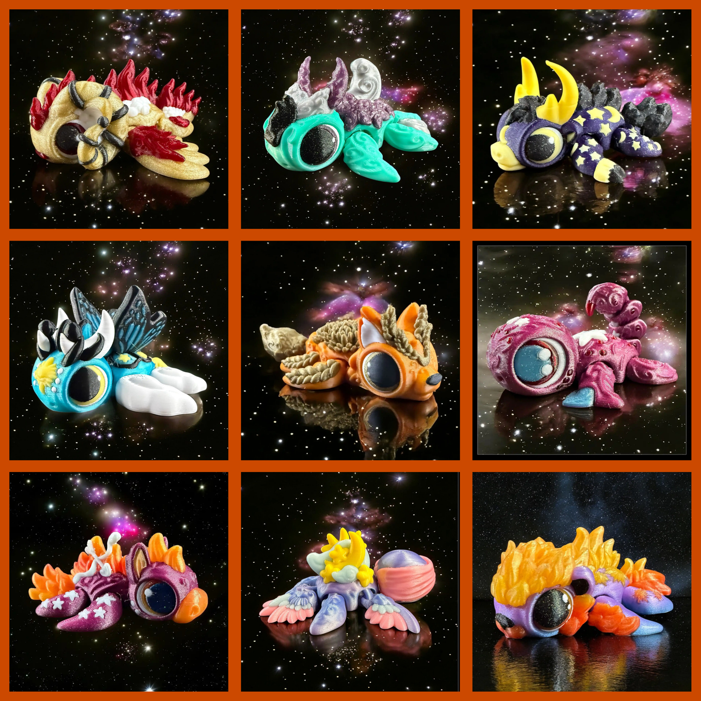 Zodiac Turtles - Astrology Themed Desk Creature - 3D Printed Articulating Figure
