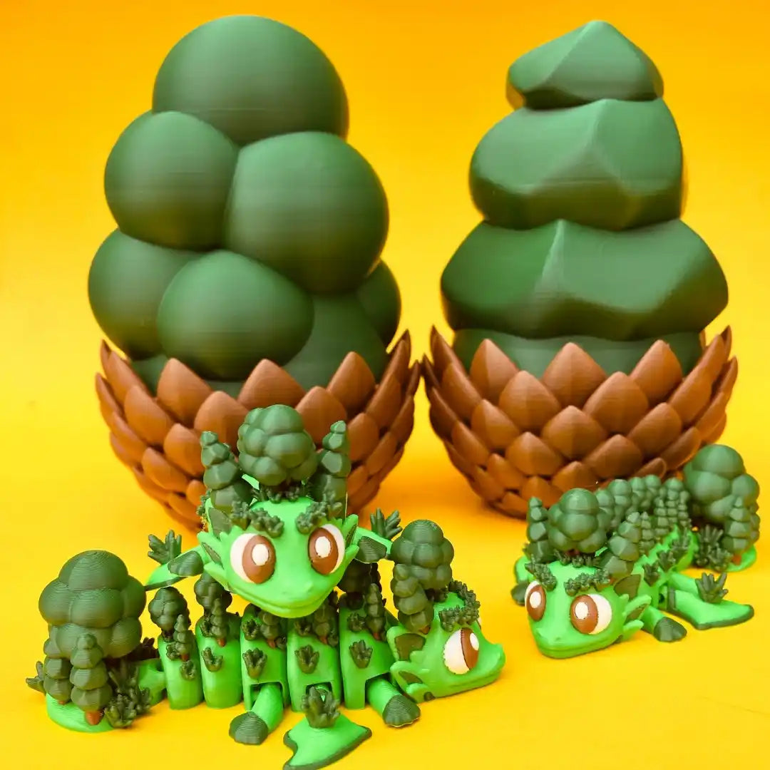 Themed Mini Dragons - Themed Dragons with Matching Eggs - 3D Printed Articulating Figure