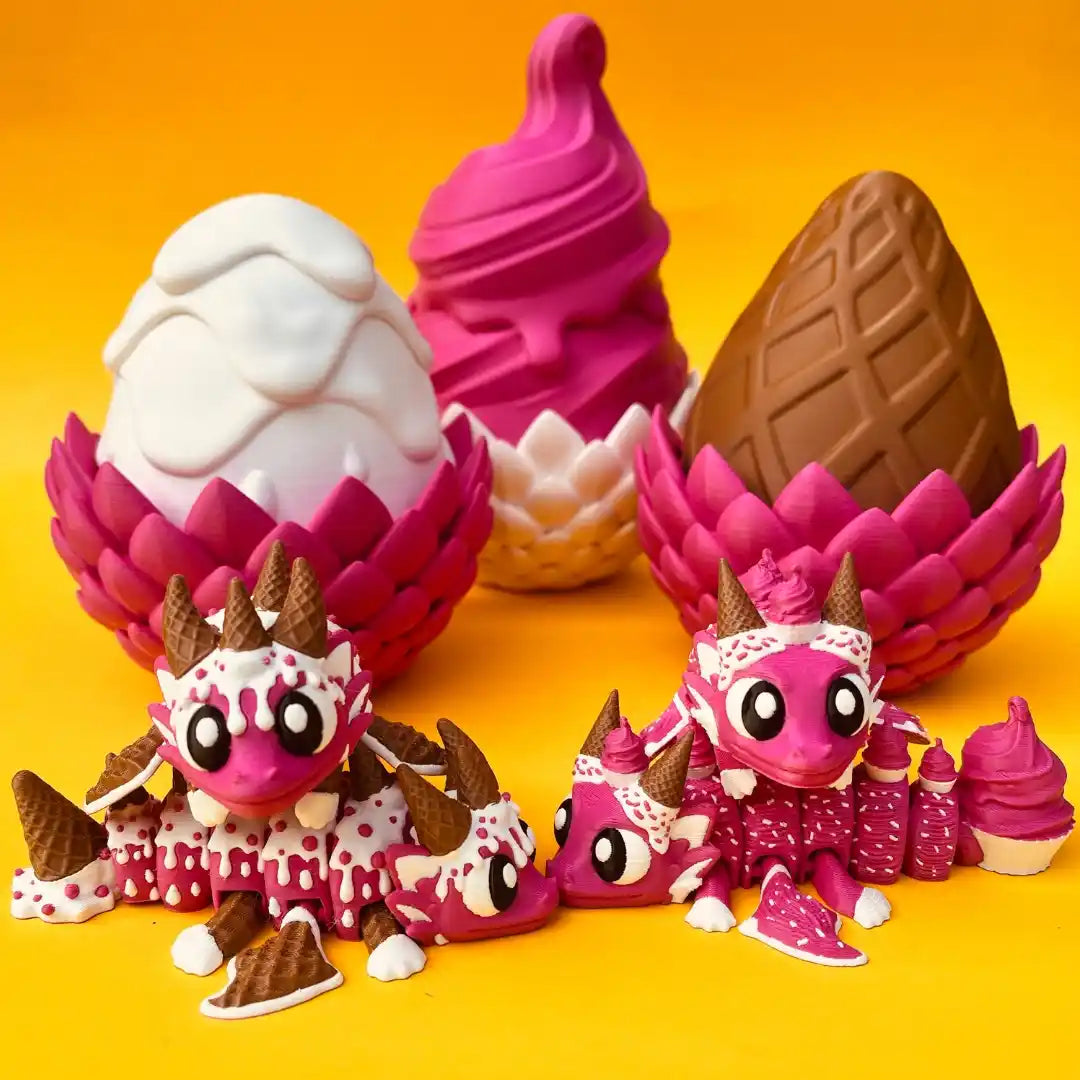 Themed Mini Dragons - Themed Dragons with Matching Eggs - 3D Printed Articulating Figure