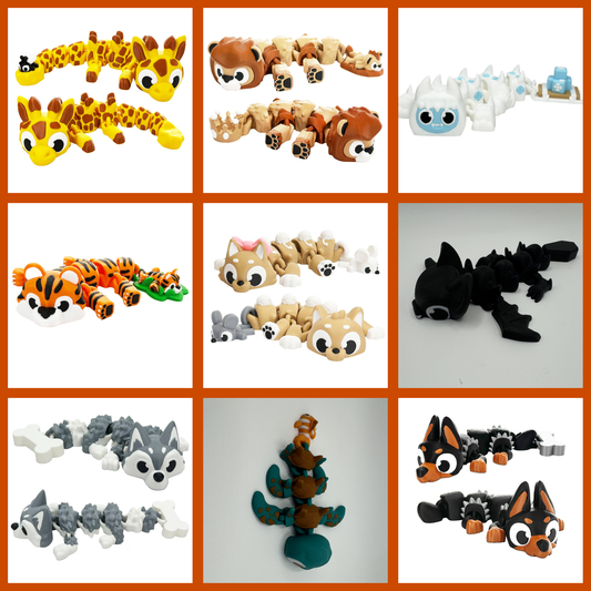 Mini Animal Fusion Dragons - Ultimate Mashup Mini Dragons - 3D Printed Articulating Figure